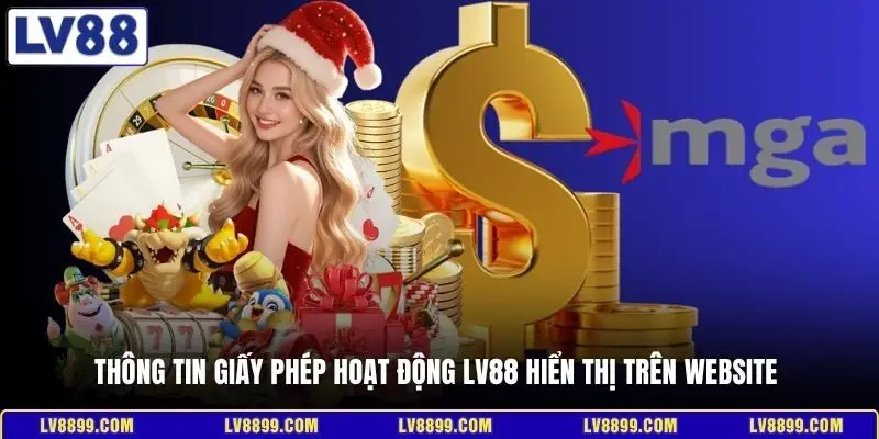 Thông tin giấy phép hoạt động LV88 hiển thị trên website 